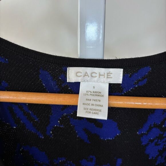 Y2K CACHE small Blue and Black cold shoulder front zip Dress - Picture 3 of 6